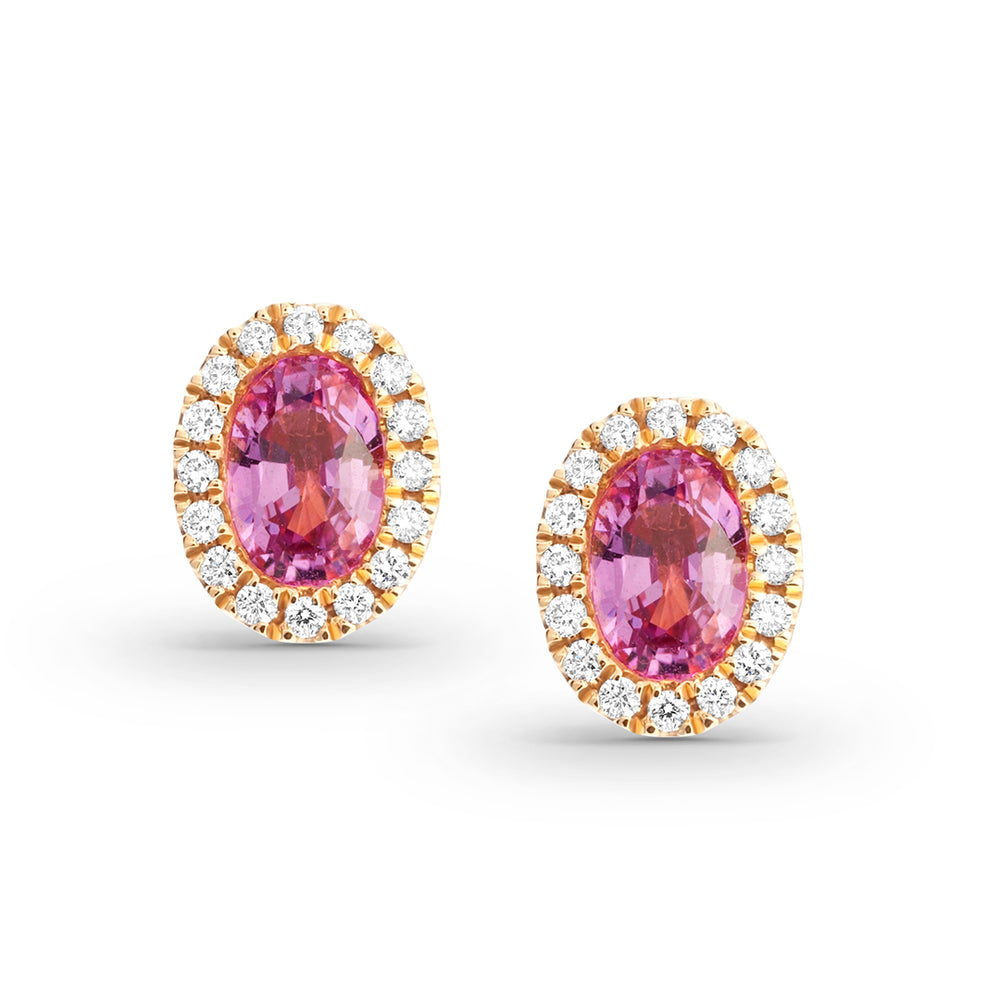 Oval Pink-Sapphire Studs