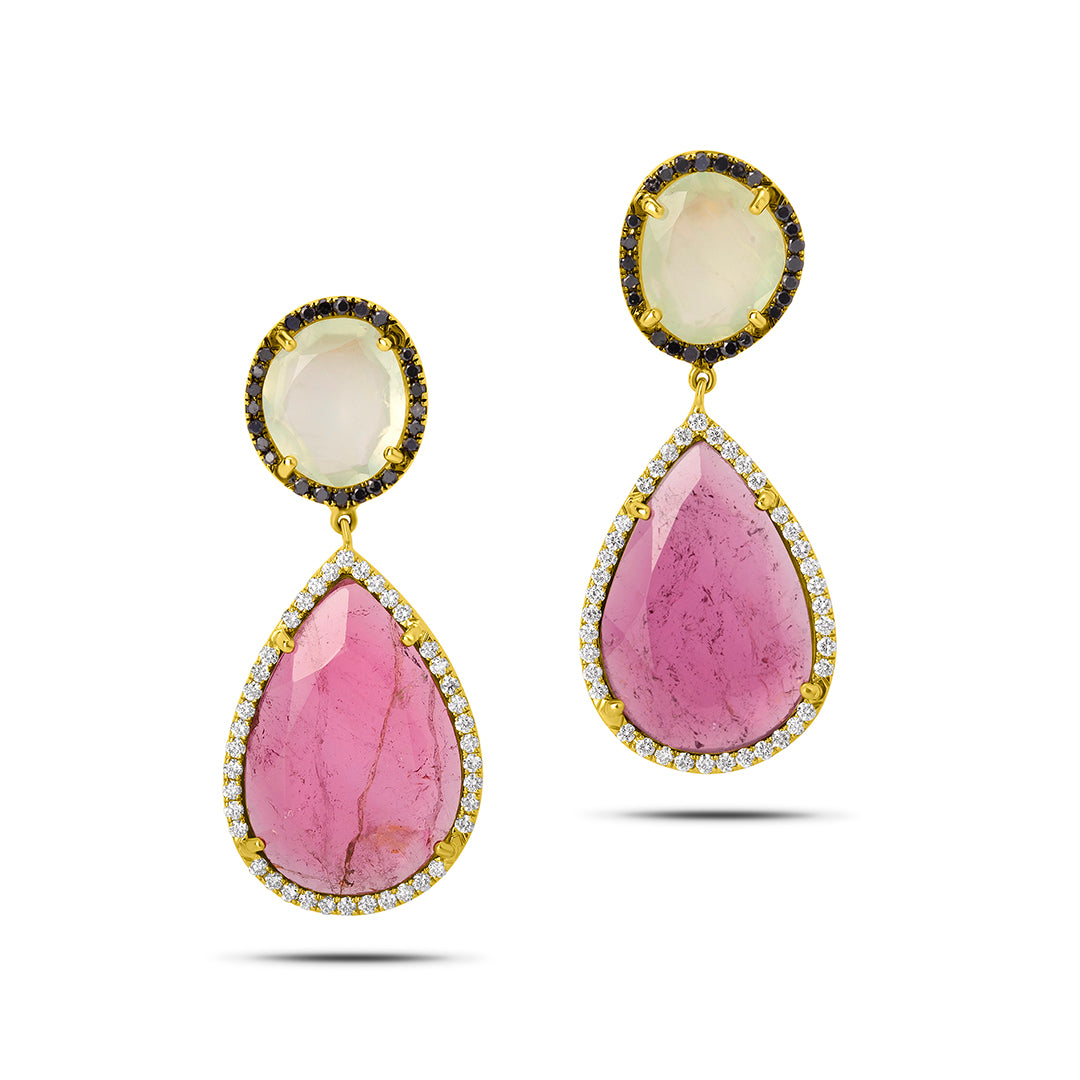 
                  
                    Colorful "Bejeweled" Earrings in Green and Pink Topaz
                  
                