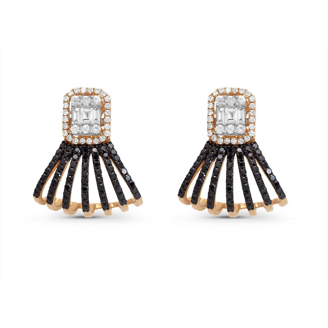 Black Diamond Earrings with Invisible Setting