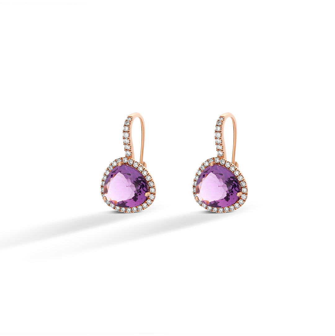 
                  
                    Amethyst Earring in Rose Gold and White Diamonds
                  
                