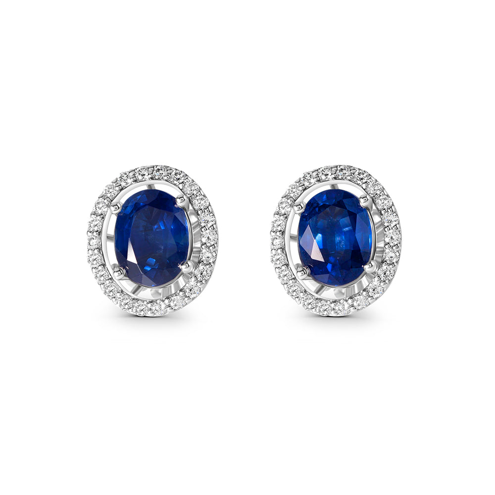 Oval Earrings in Sapphires
