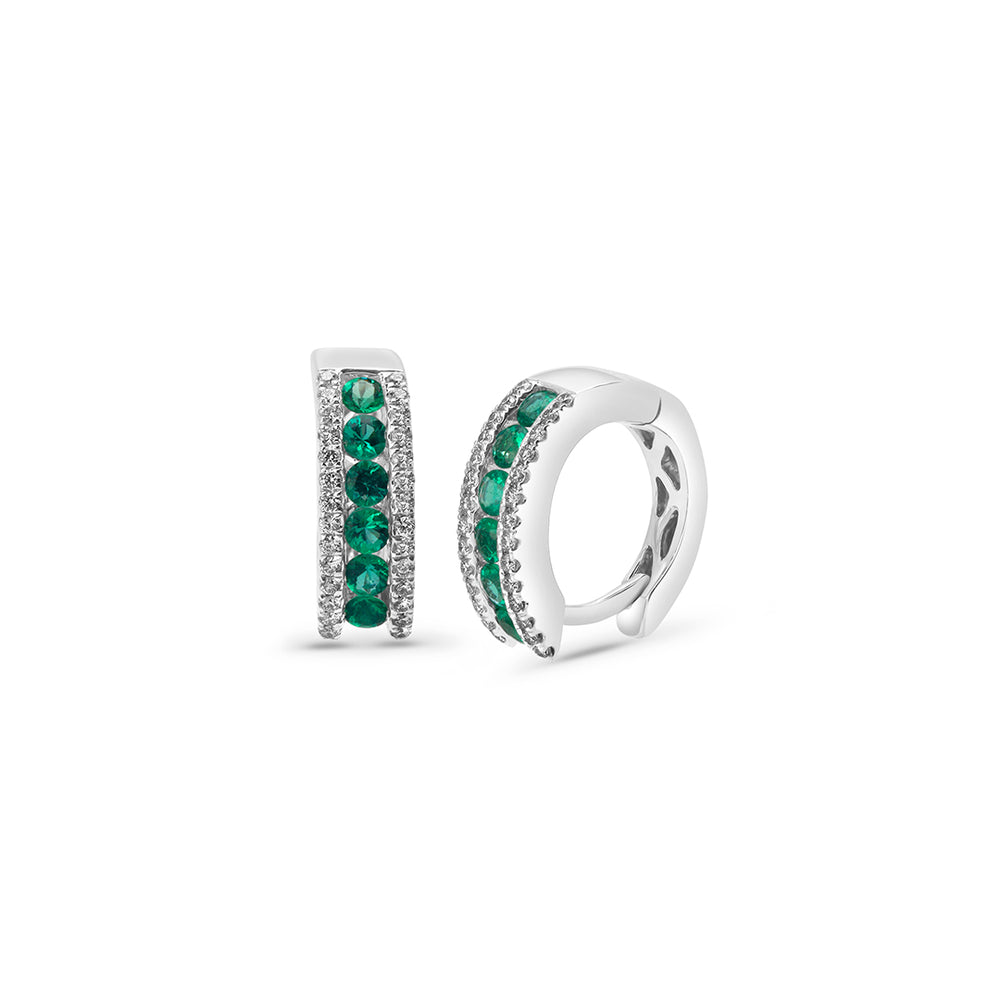 Emerald and Diamond Mini-Hoops