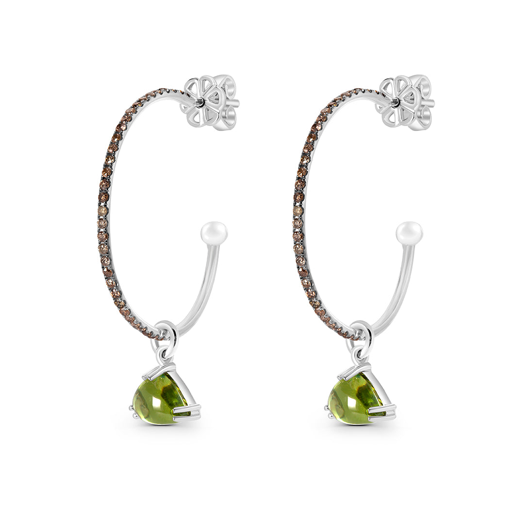 
                  
                    Hoop Earrings with a Green Stone
                  
                