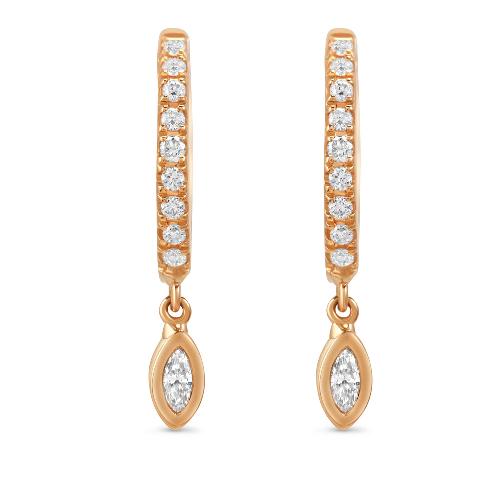 Dangling Huggies in Marquise-Shaped Diamonds