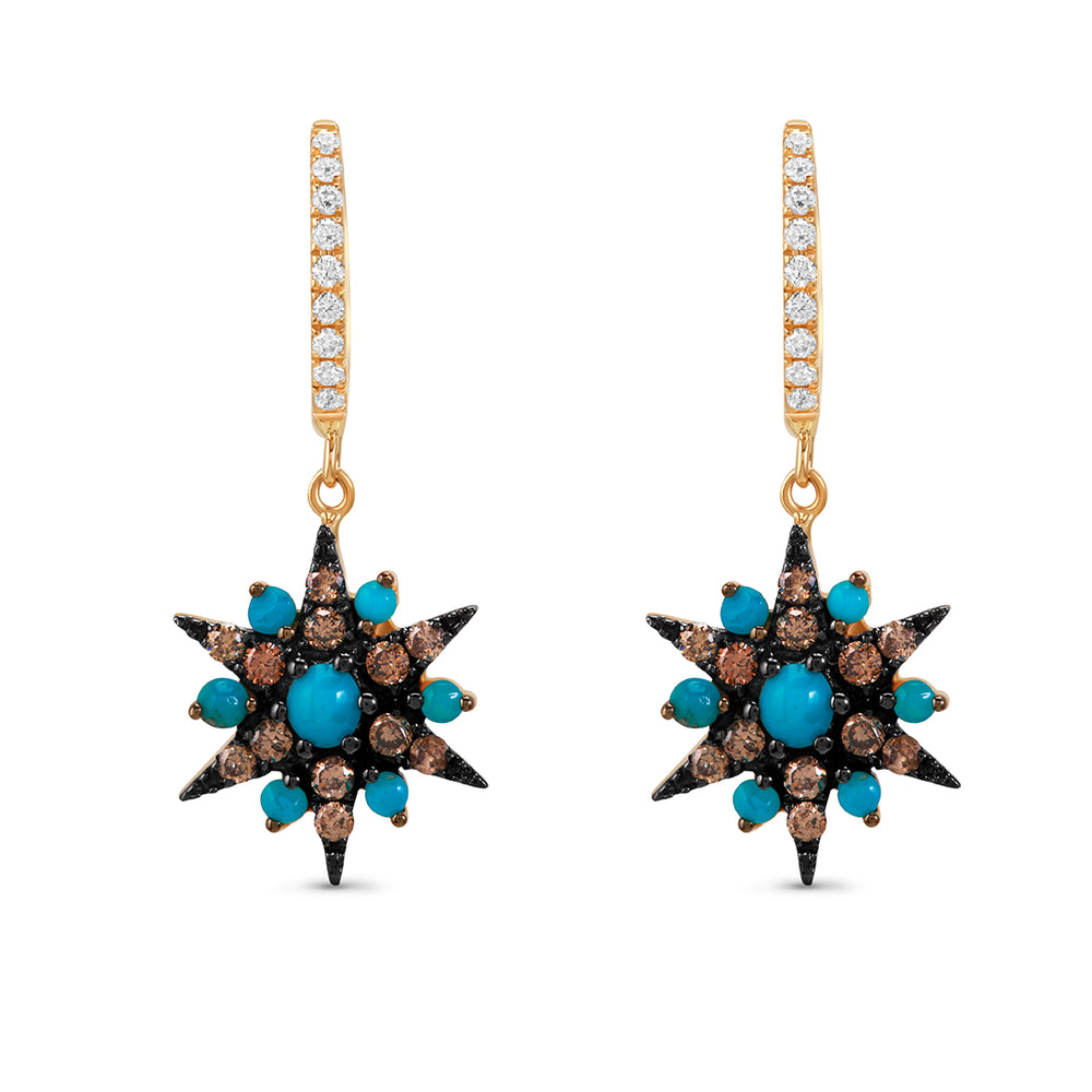 Dangling Star Earrings with Turquoise