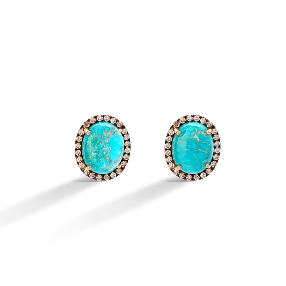 Turquoise Earring with Brown Diamonds