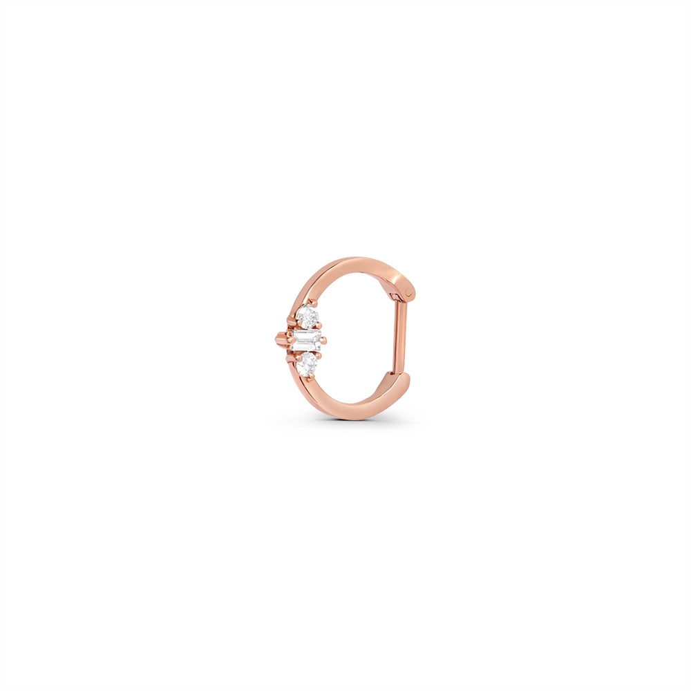 Dainty Single Earring in Rose Gold and White Diamonds