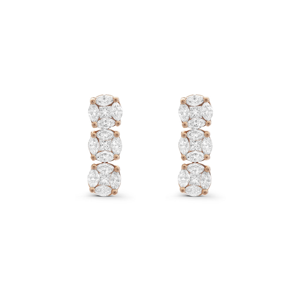 Three-layered Round Earrings in Rose Gold