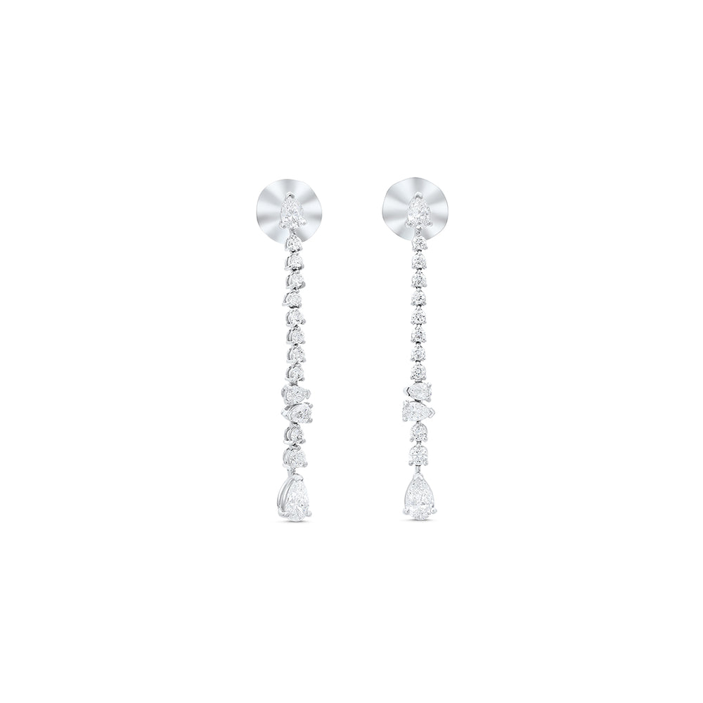 White Diamond Cluster Dangle Earrings
