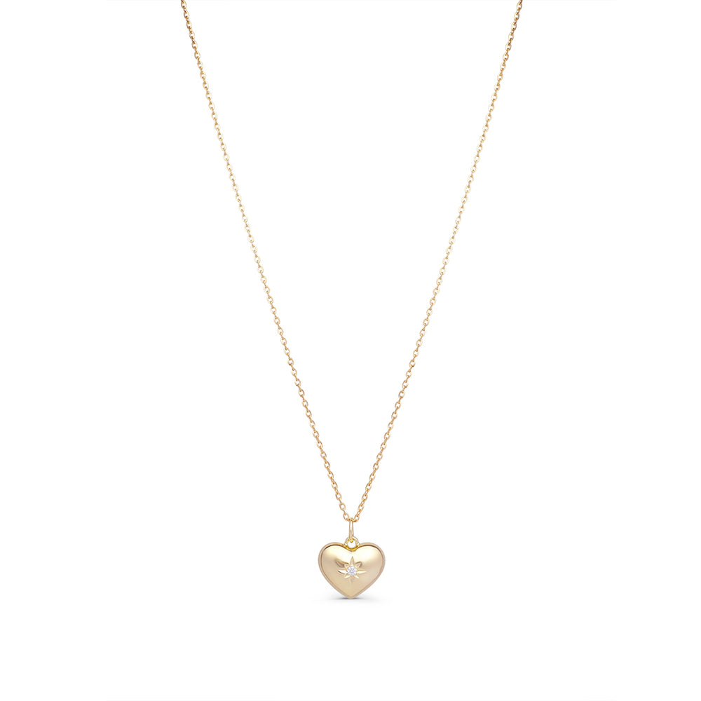 Heart pendant with Diamonds in Yellow Gold