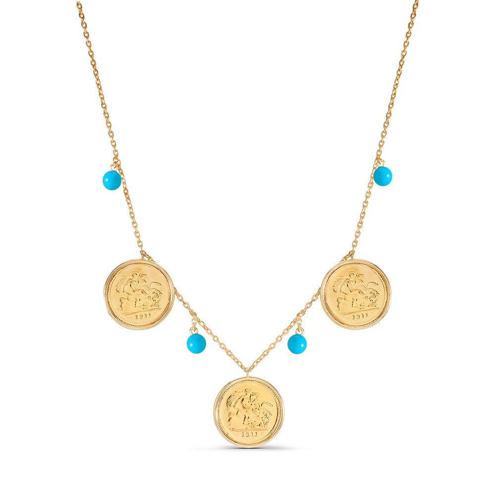 Small Coin and Turquoise Necklace