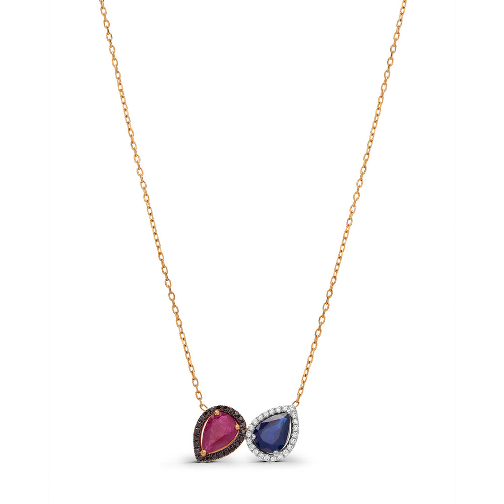 Dainty Pear-shaped Pendant in Ruby and Sapphire