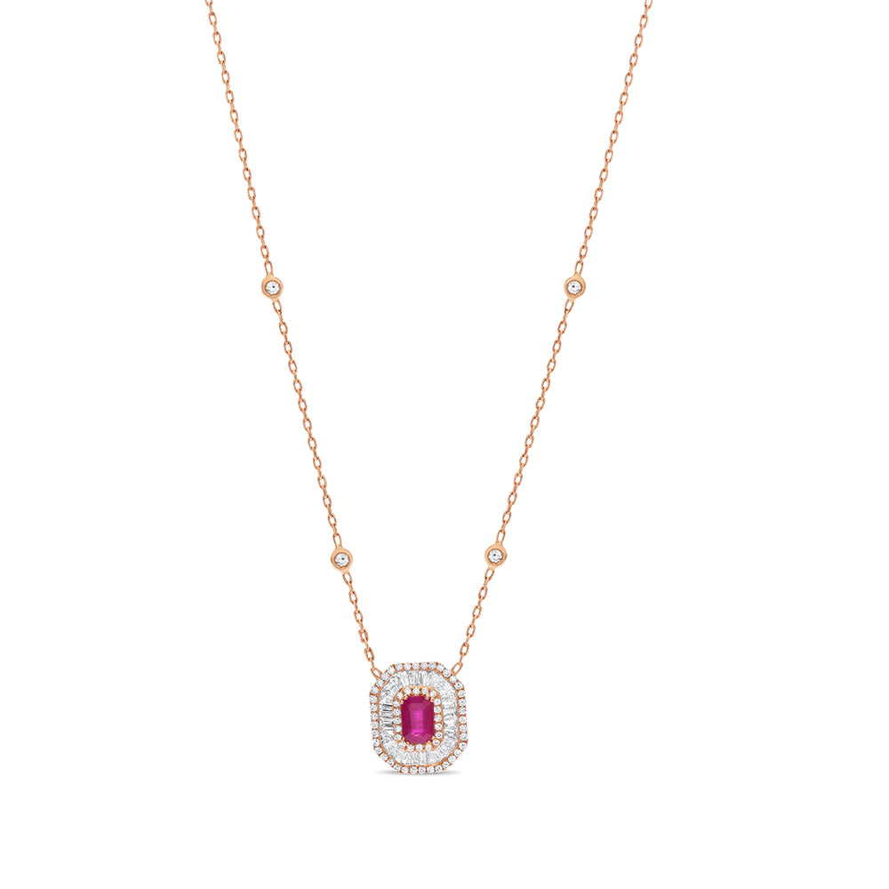 Octagon-Shaped Pendant with Ruby Center