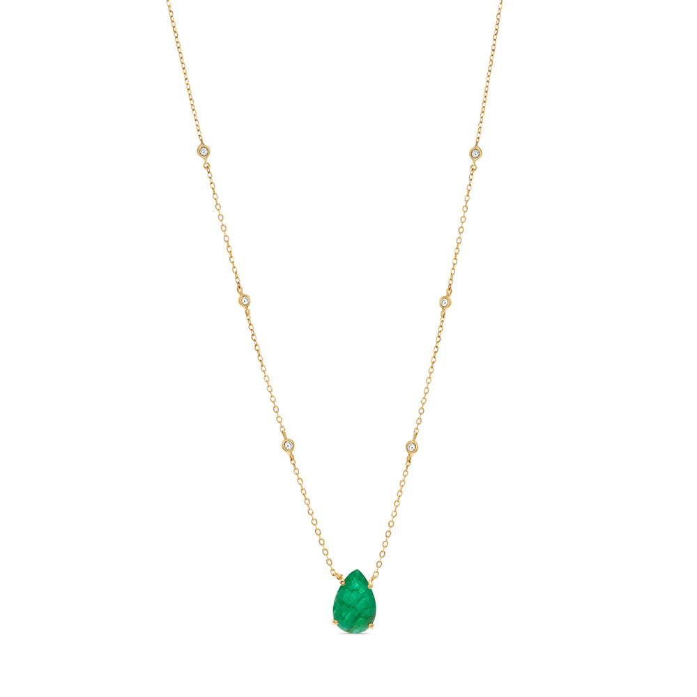 Pear-Shaped Emerald Pendant with White Diamonds