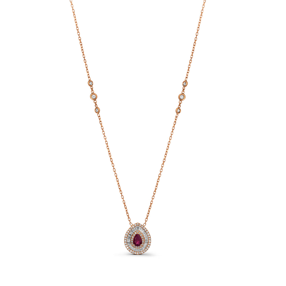 Pear-Shaped Pendant with Ruby Center