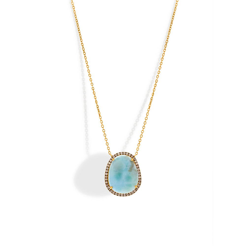 Turquoise Pendant with Brown Diamonds