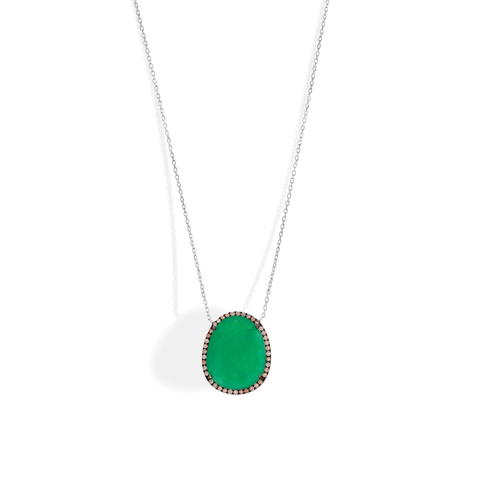 Green Pendant with White Diamonds