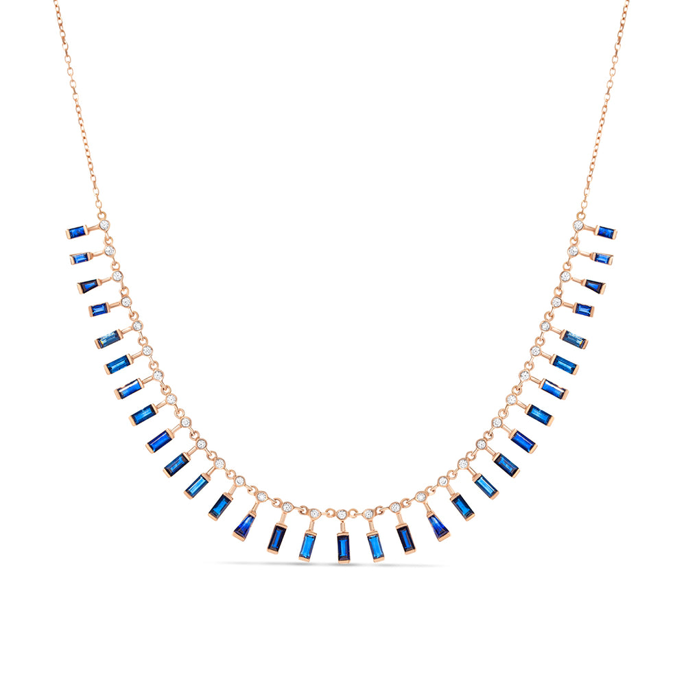 Baguette Choker in Baguette Sapphires and White Diamonds
