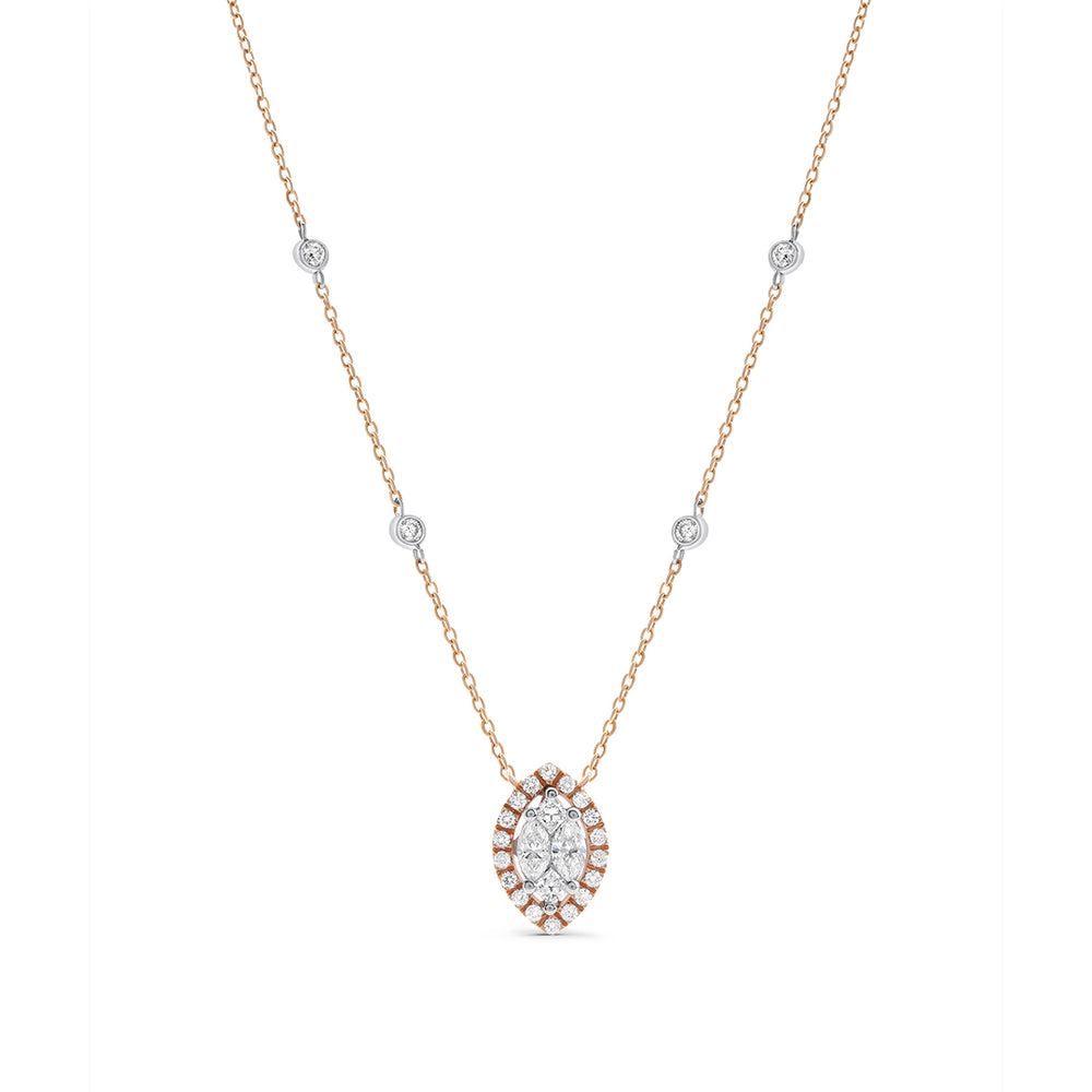 Two-Tone Marquise Shaped Pendant with White Diamonds