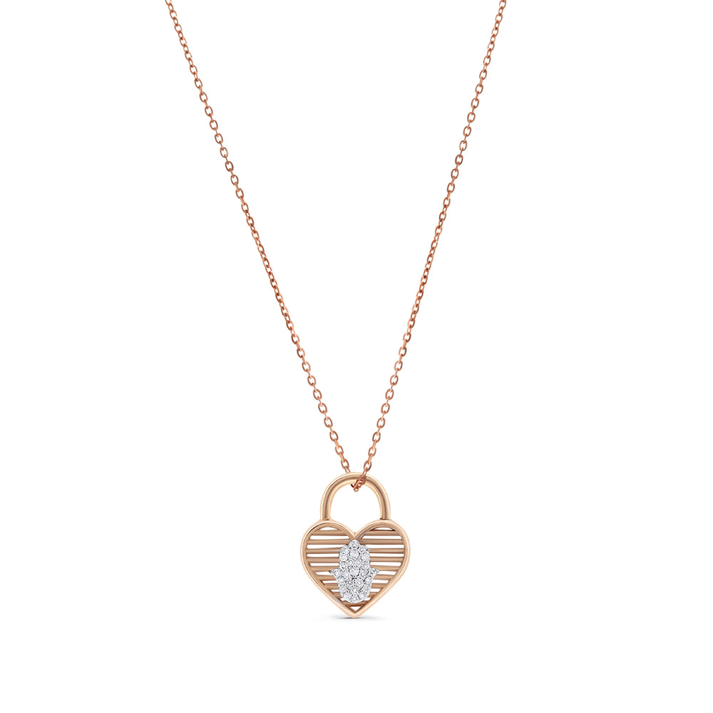 Heart-shaped Lock Pendant with Rose Gold