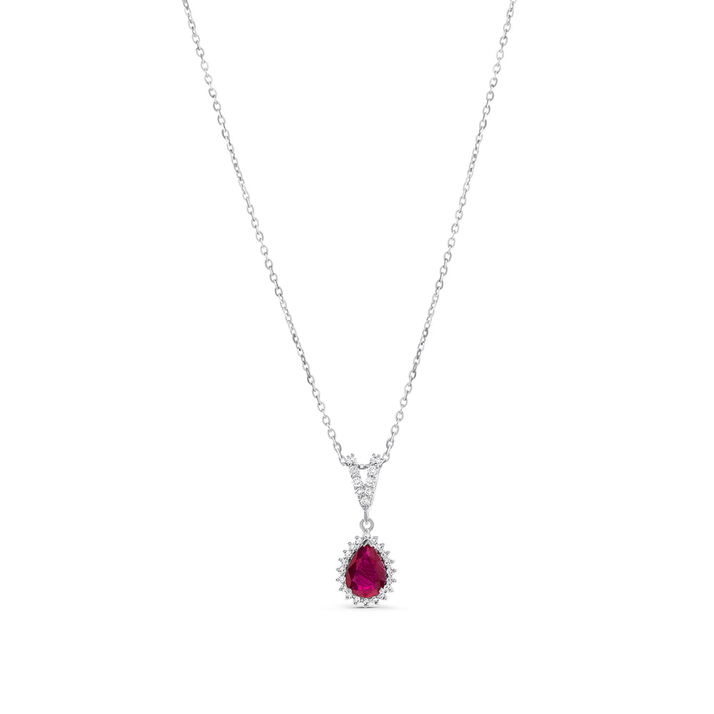 Pear-Shaped Ruby Pendant with White Diamonds