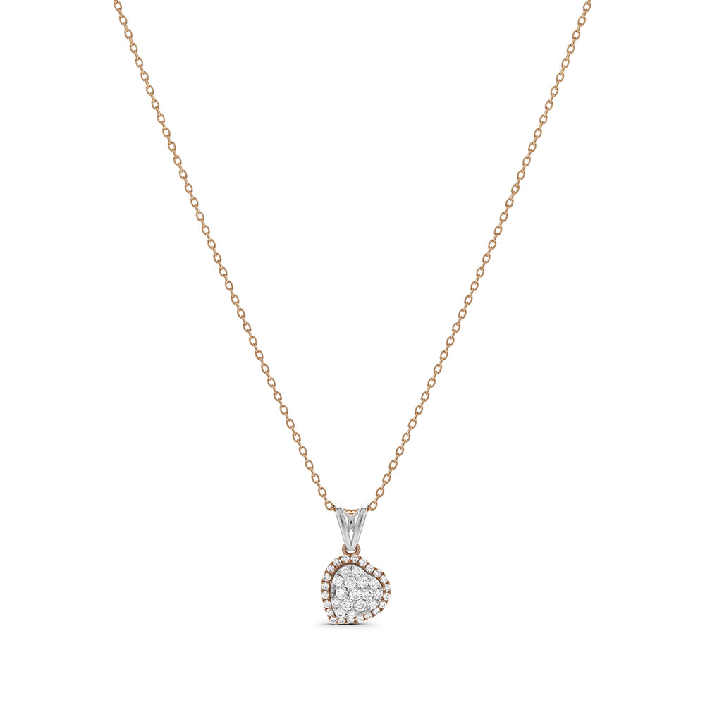Two-Tone Heart Pendant with Pave' White Diamonds