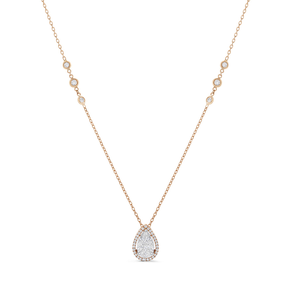 Pear-shaped Invisible Setting Pendant with White Diamonds