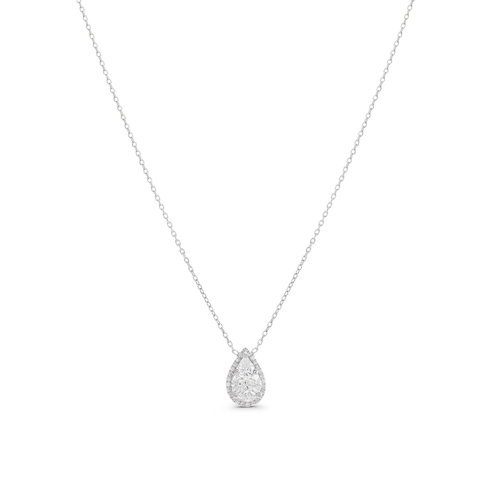 Pear-shaped Invisible Setting Pendant with White Diamonds