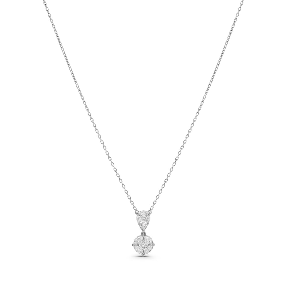 Invisible Setting Double Pendant with White Diamonds