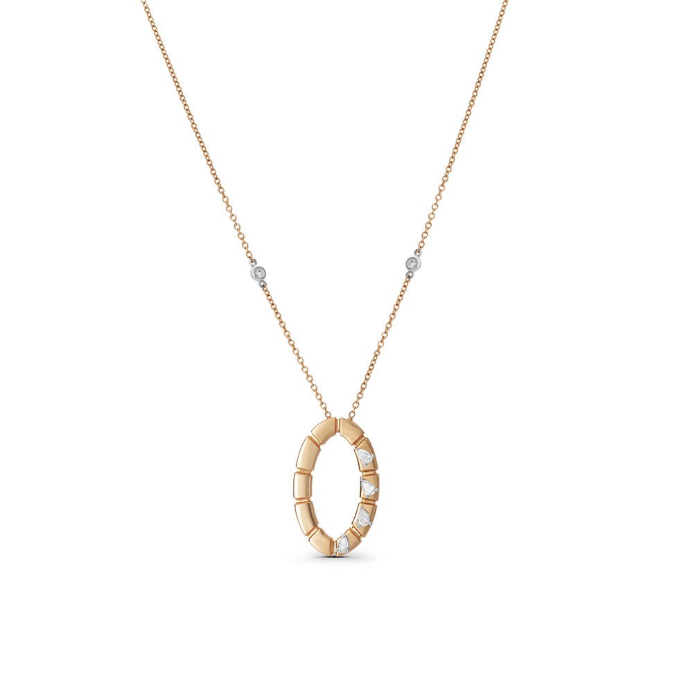 Oval Shaped Pendant in Rose Gold & White Diamond