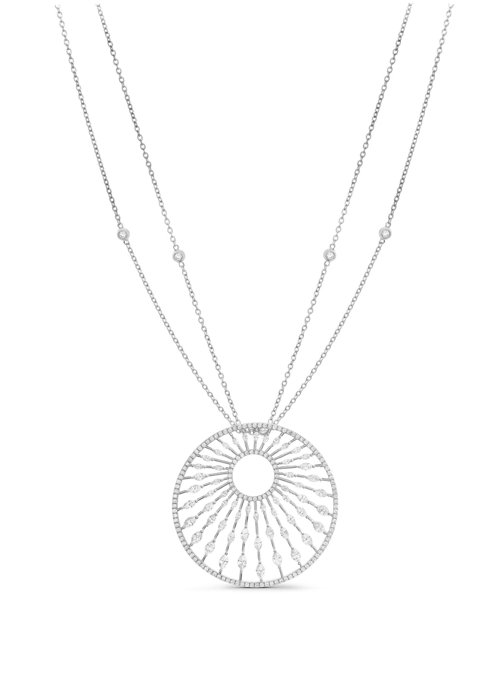 Round Sun Motif Diamond Necklace
