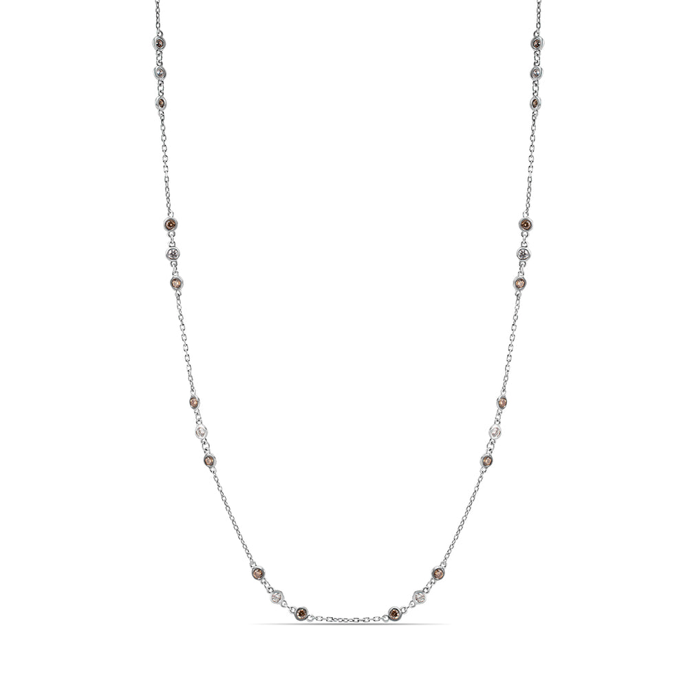 Layering Necklace in White and Brown Diamonds