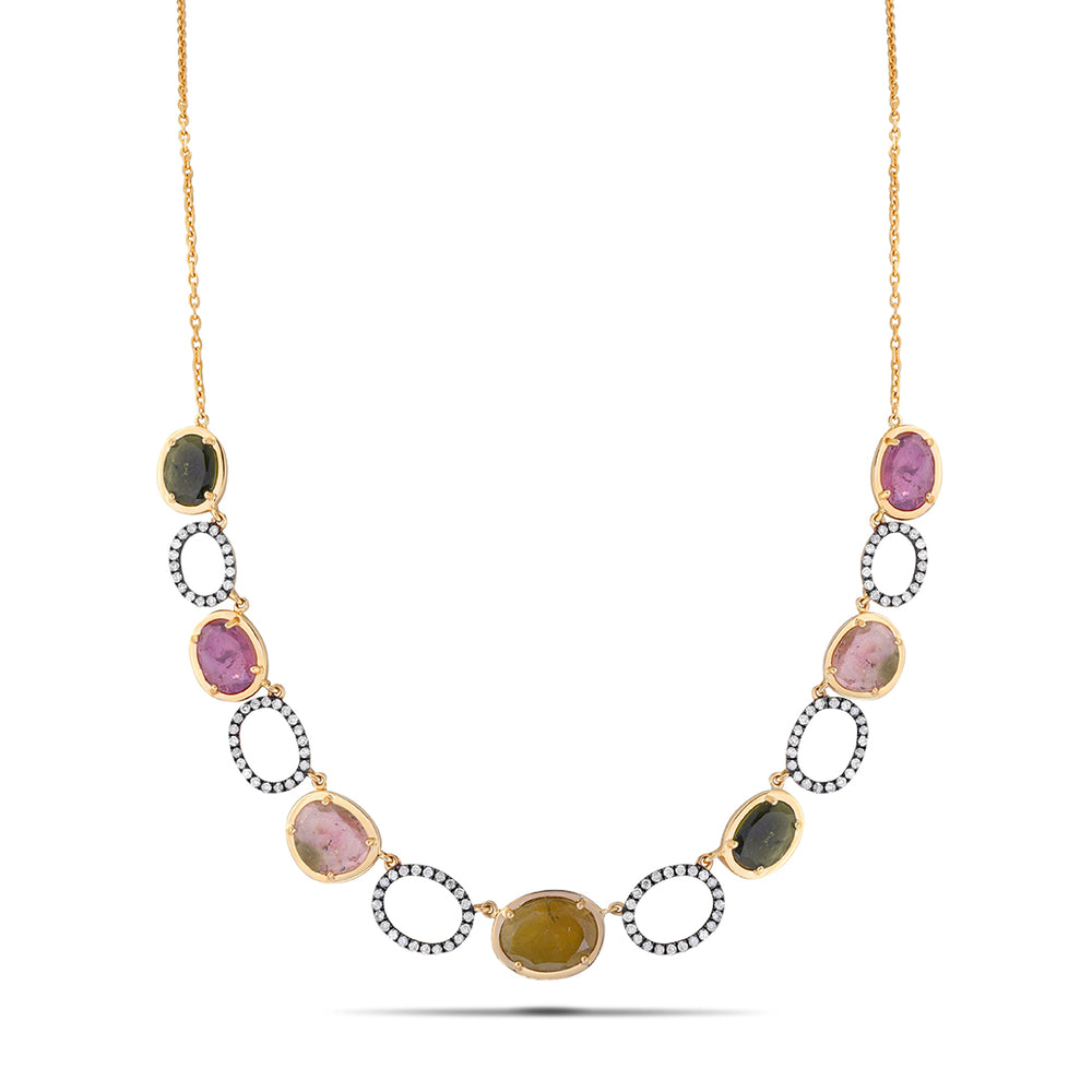 
                  
                    Our "Bejeweled" All-Sapphire Necklace with Brown Diamonds
                  
                