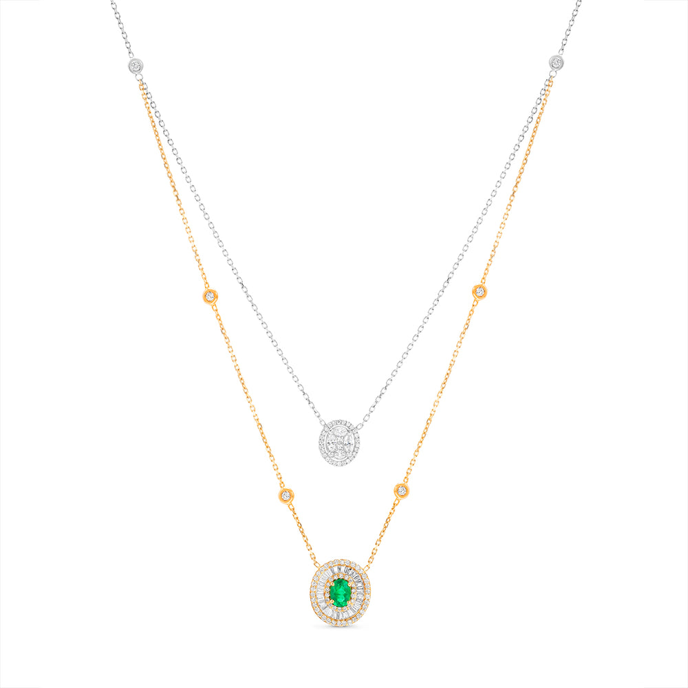 Layered Necklace with Emerald