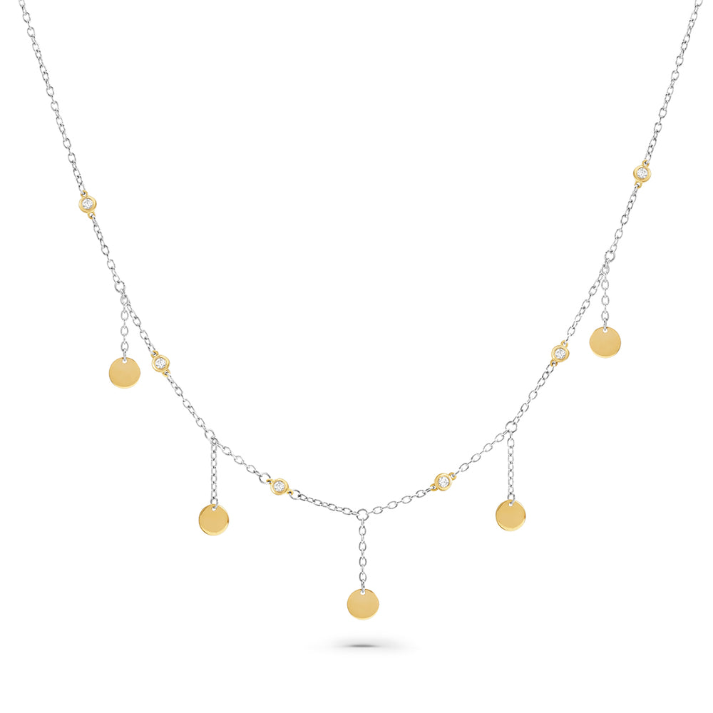 Discs of Gold Choker in White and Yellow Gold