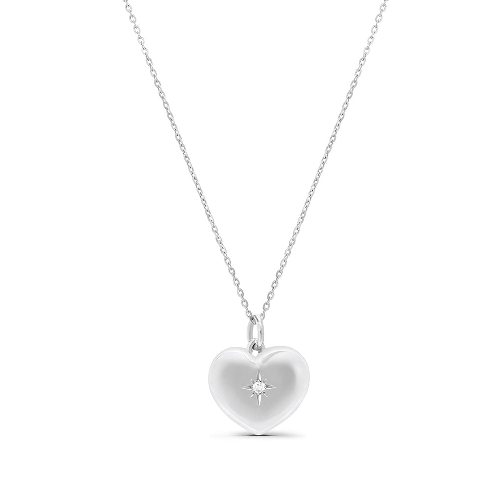 Heart Plaque Necklace in White Gold and Diamonds