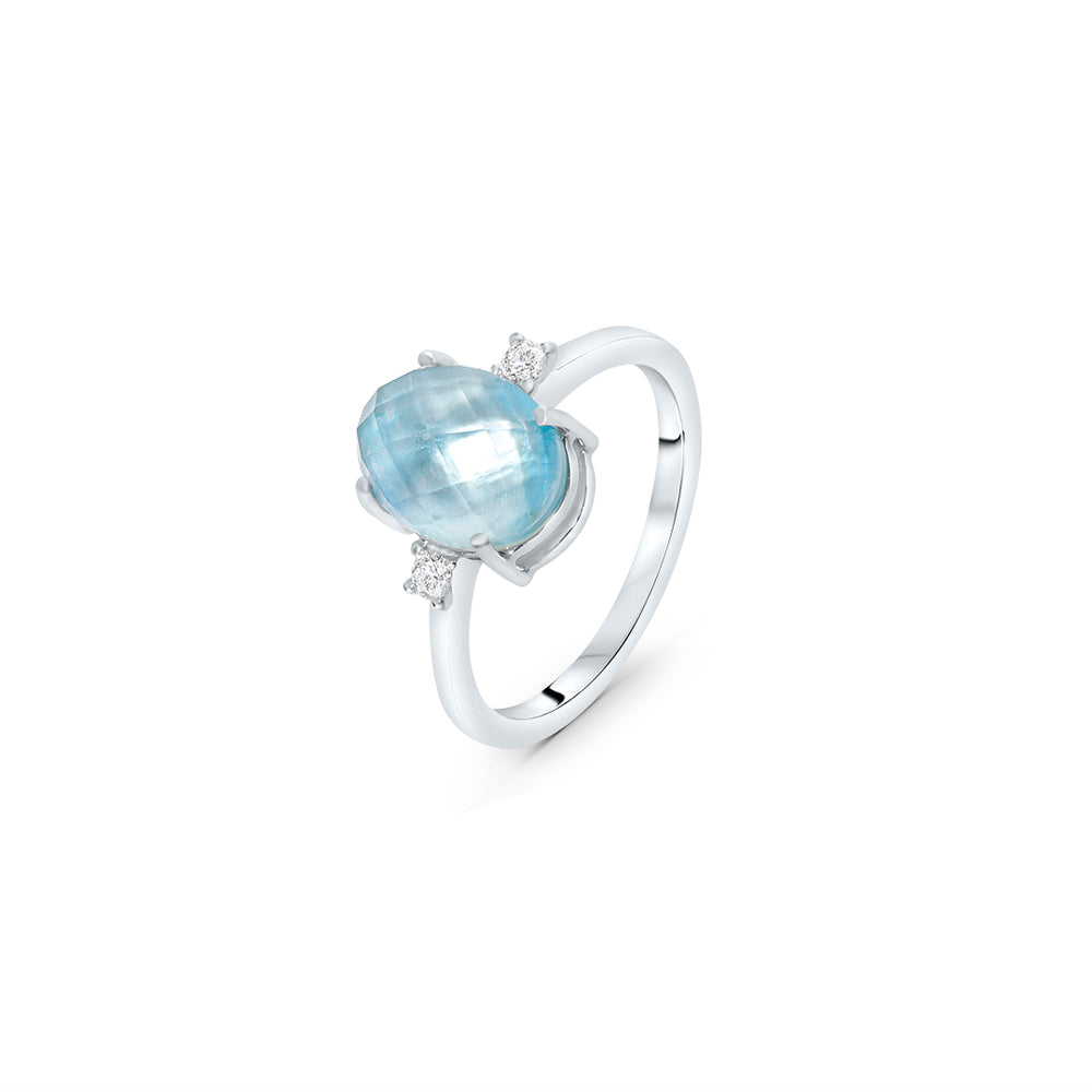 Blue Ring with White Diamonds