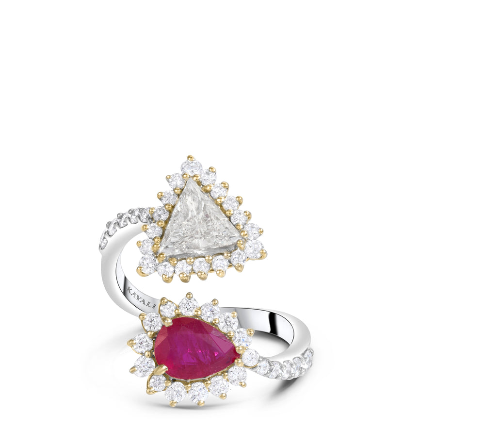 Open Yellow Diamond and Ruby Ring