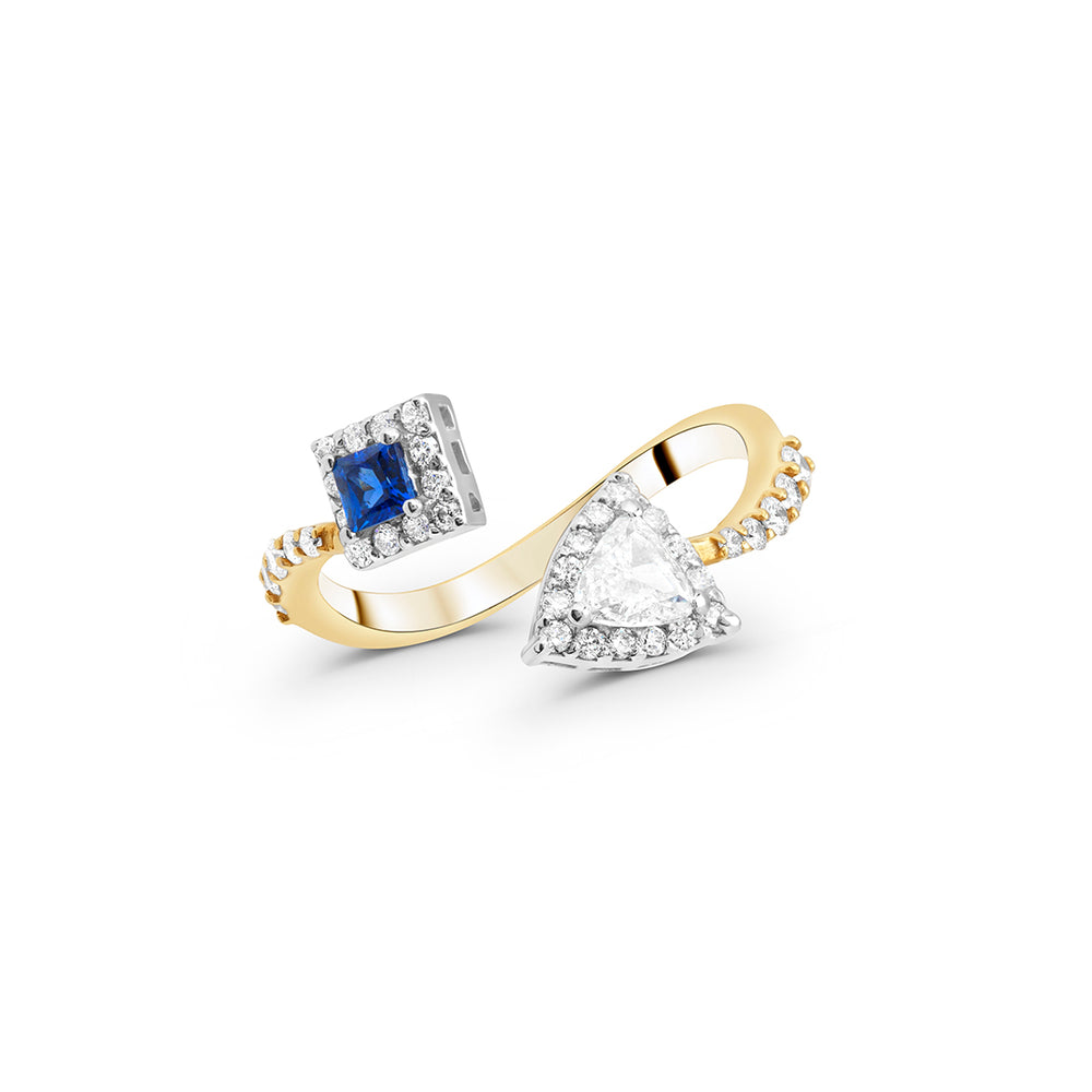 Open Diamond & Sapphire Ring