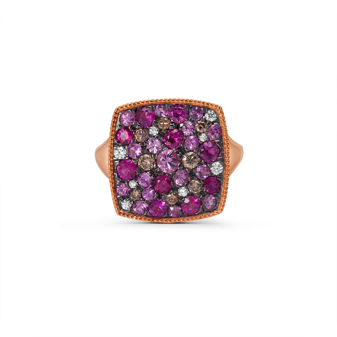 
                  
                    Square Pink Cluster Ring
                  
                