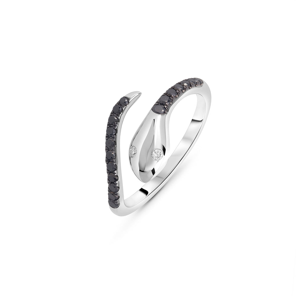 Snake Mini-Ring in Black Diamonds