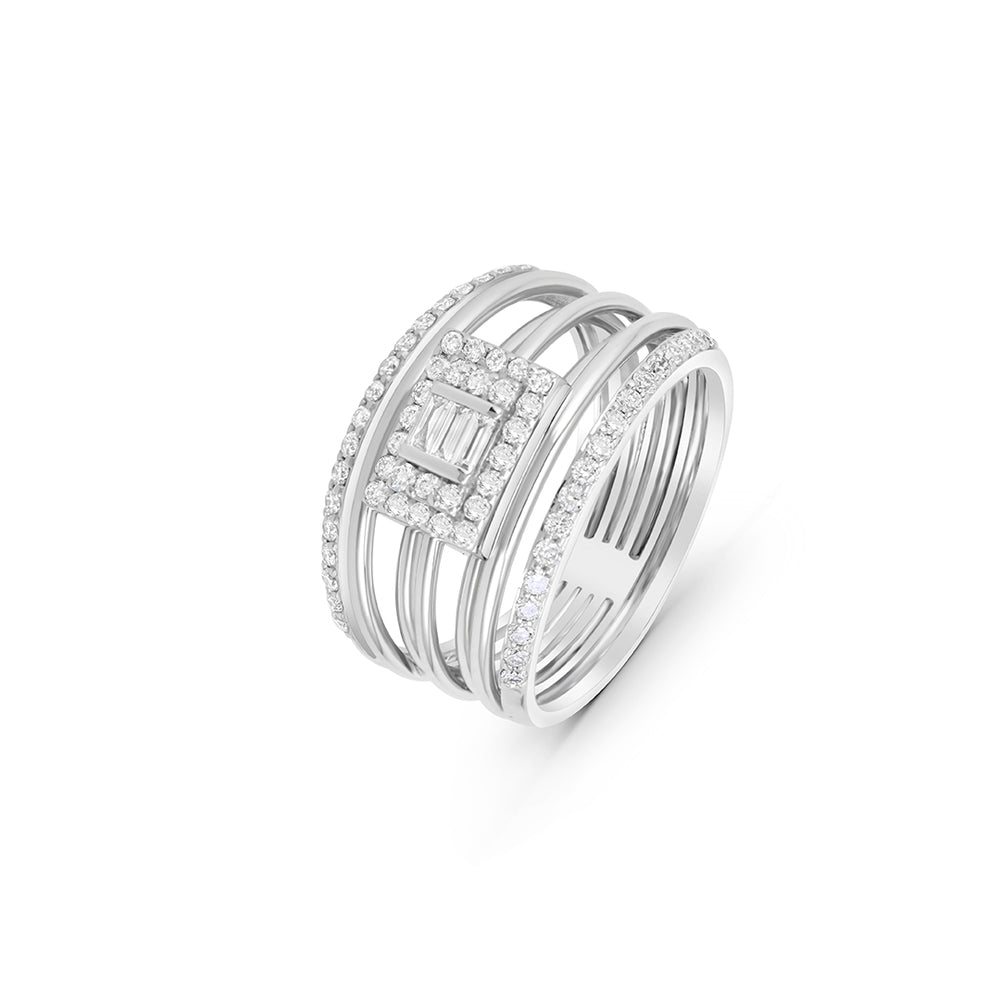Multi-Banded Ring in White Diamonds