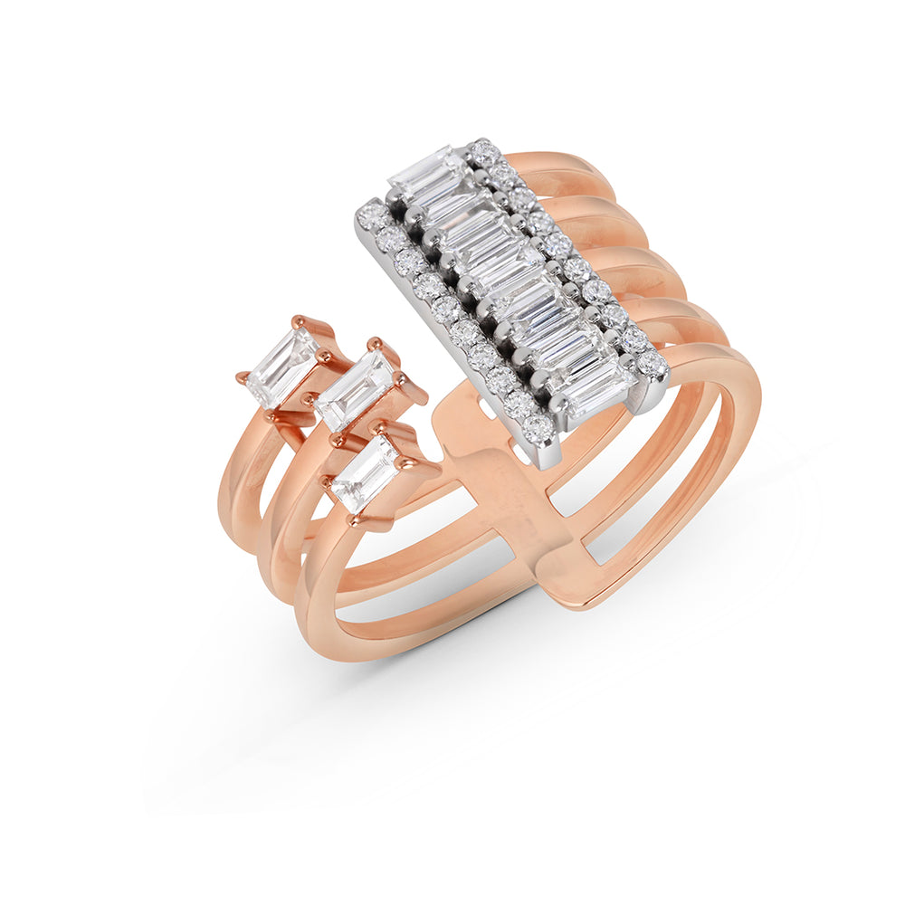 
                  
                    Three-Banded Ring in Baguette Diamonds
                  
                