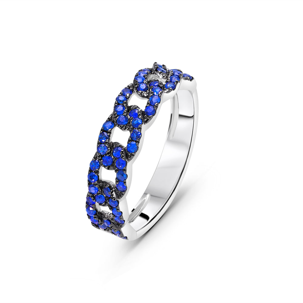 Solid Chain Ring in Sapphires