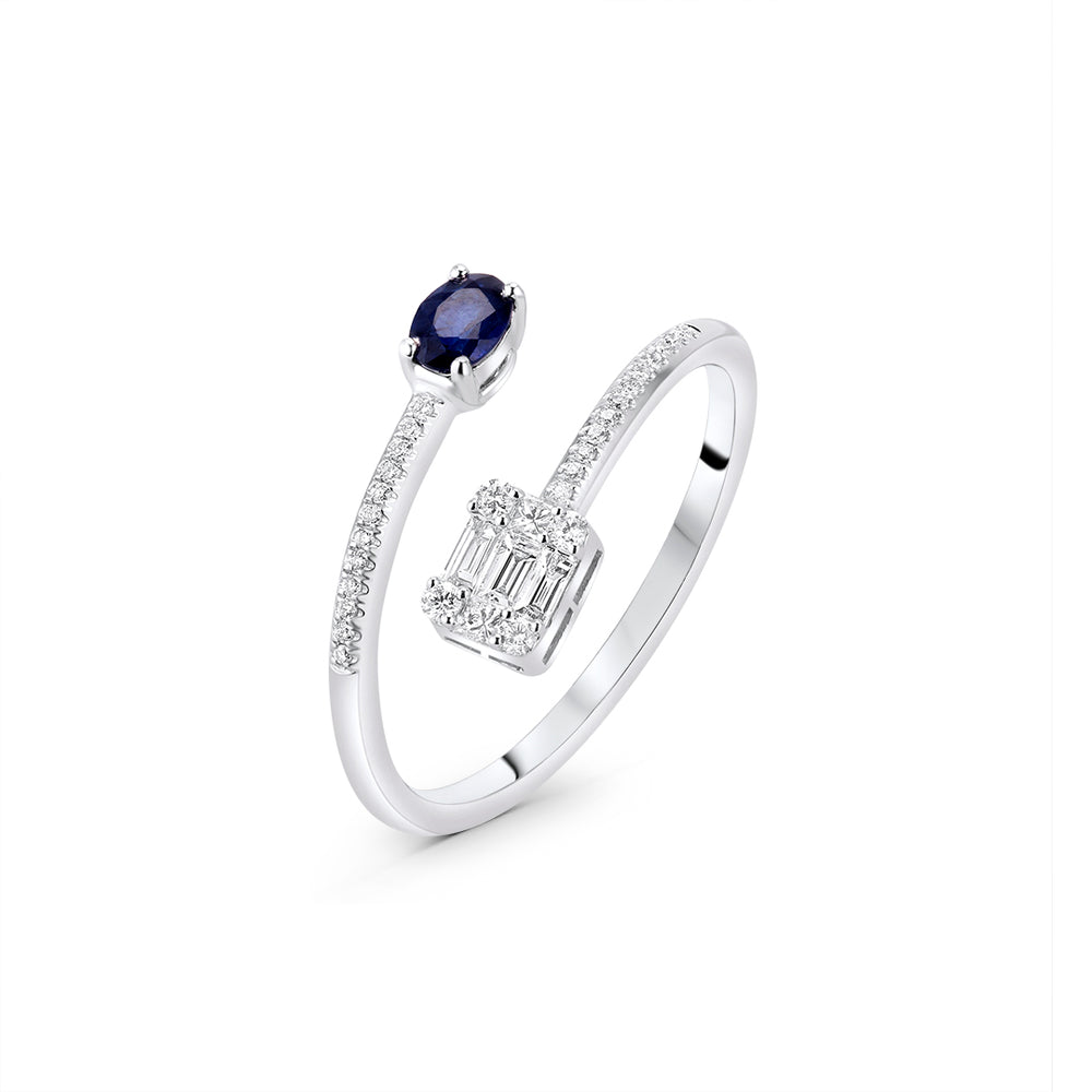 Sapphire and Diamond Open Ring