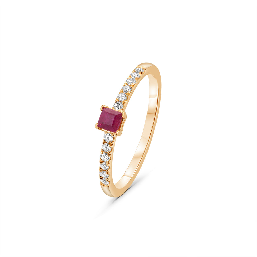 Dainty Ring with Princess Ruby Center Stone