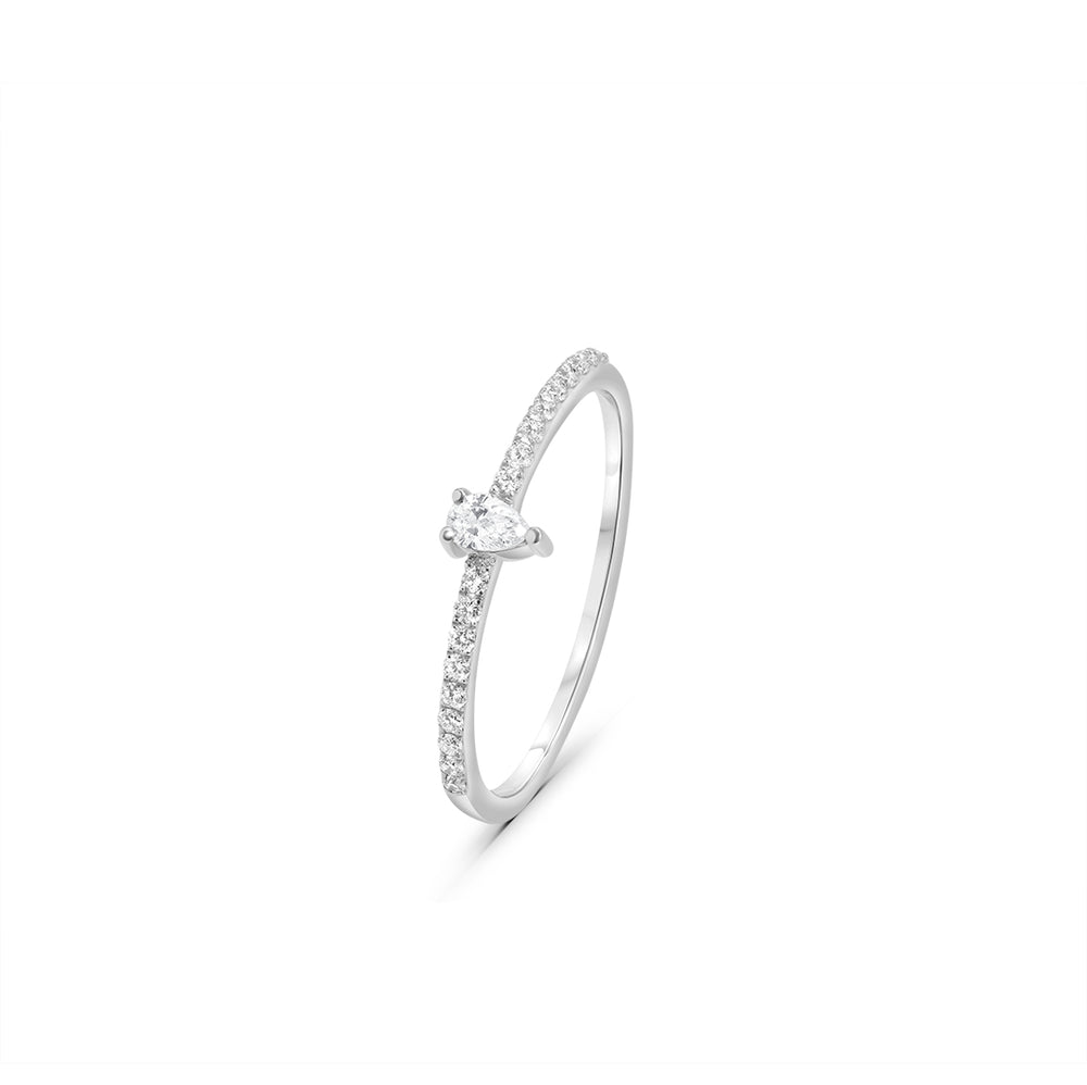 Dainty Ring with Pear Diamond Stone