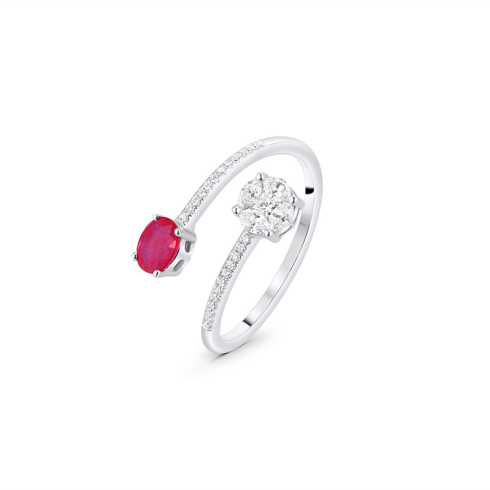 Ruby and Diamond Open Ring