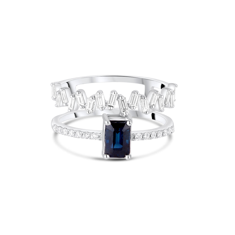 Two-in-one Scattered Ring with Sapphire