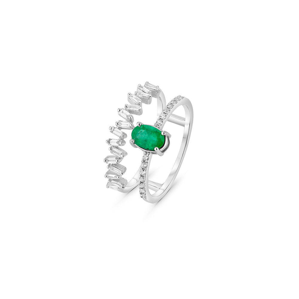 Two-in-one Scattered Ring with Emerald